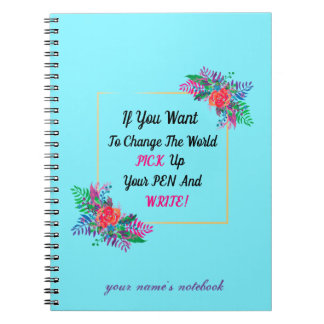 floral bunch border with quote and custom initial notebook