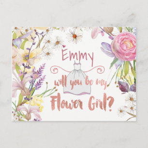 Floral Bunches Flower Girl Request Postcard