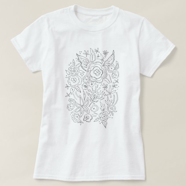 Floral Bundle Whimsical Colouring T-Shirt (Design Front)