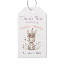 Floral Bunny 1st Birthday Party Favour