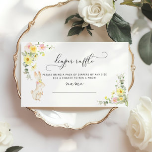 Floral bunny diaper raffle ticket enclosure card