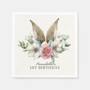 Floral Bunny Ear Birthday Napkin
