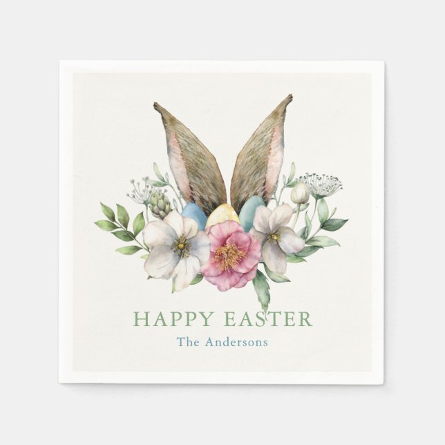 Floral Bunny Ear Easter Napkin (Front)