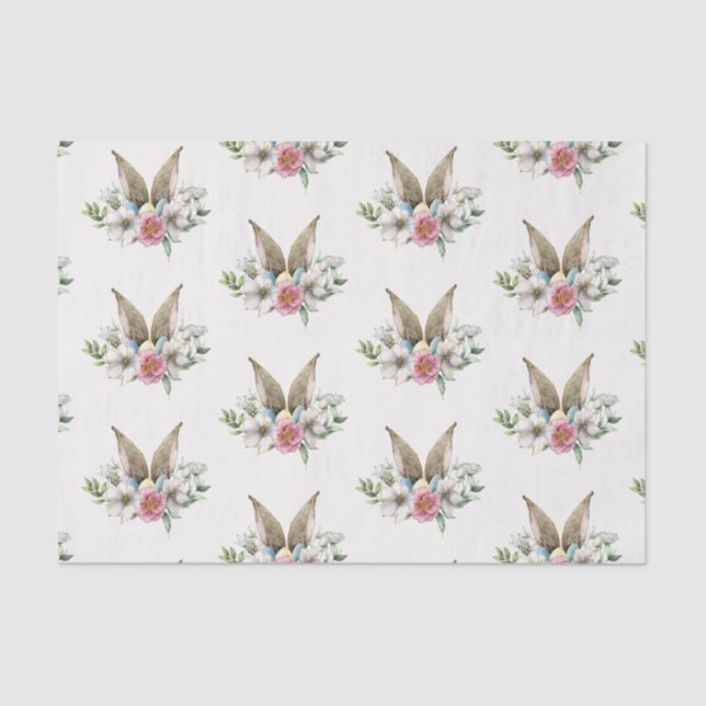 Floral Bunny Ear & Eggs Easter Tissue Paper (Front)