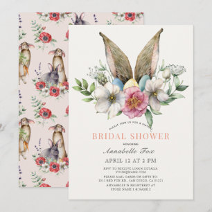 Floral Bunny Ear Virtual Bridal Shower Invitation