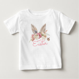 Floral Bunny Ears   Happy Easter  Baby T-Shirt