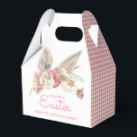 Floral Bunny Ears | Happy Easter Favour Box<br><div class="desc">This Easter themed favour box has bunny ears peeking out of a spring flower bouquet with the words "Happy Easter" in pink. You can personalise with a name. The sides have a coordinating gingham plaid pattern.</div>