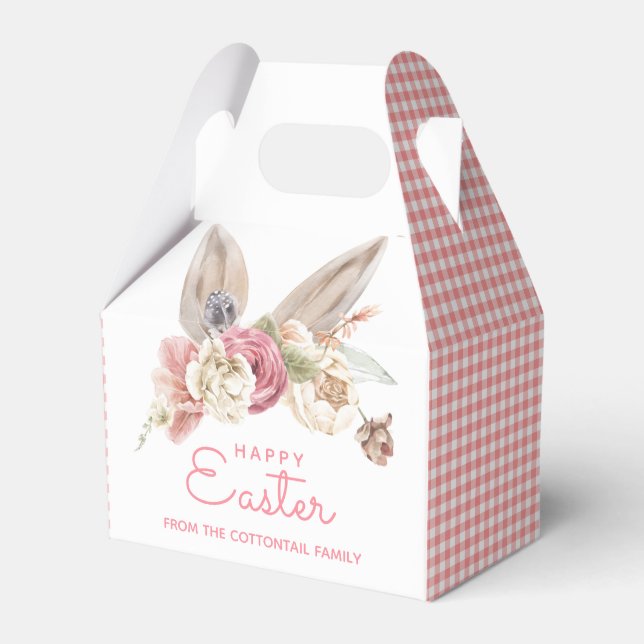 Floral Bunny Ears | Happy Easter Favour Box (Front Side)