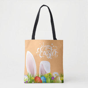 Floral Bunny Ears Happy Easter Tote Bag