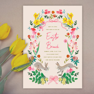 Floral Bunny Easter Brunch Spring Garden Party  Invitation
