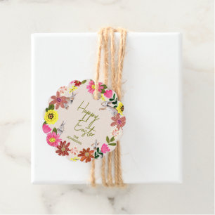 Floral Bunny Happy Easter Spring Gift Favour Tag