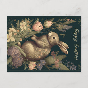 Floral Bunny Hop: Antique Easter Greetings, Hoppy  Postcard