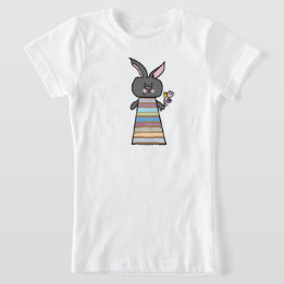 Floral Bunny Illustration | Girls Animal T-Shirt