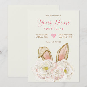 Floral bunny  invitation