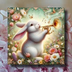 Floral Bunny Music Notes Art Nouveau Easter