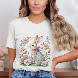 Floral Bunny Pastel Colours T-Shirt