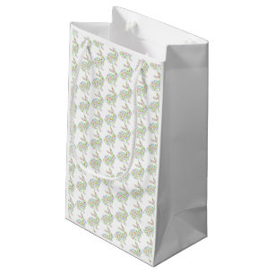 Floral Bunny Pattern Easter Spring Colourful Fun Small Gift Bag