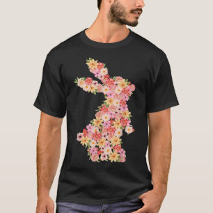 Floral Bunny Rabbit Spring Watercolor Easter Day W T-Shirt