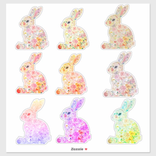 Floral Bunny Silhouette (Sheet)
