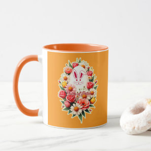 Floral Bunny – Spring Easter Illustration - caneca Mug