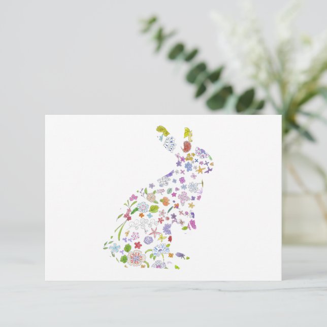 Floral Bunny Thank You Card (Standing Front)