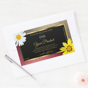 Floral Burgund Gold Black Product Labels with Logo