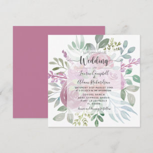 Floral Burgunday Pink Foliage Wedding Invitation