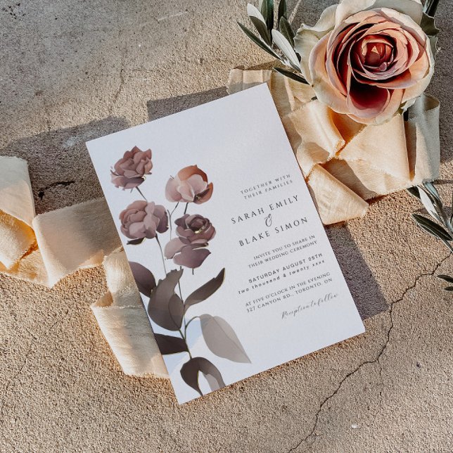 Floral Burgundy and Blush Foil Wedding Invitation (Creator Uploaded)