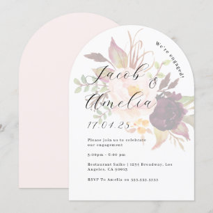 Floral Burgundy Blush Arch Engagement Party   Invitation