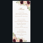 Floral Burgundy Blush Greenery Modern Minimal Menu<br><div class="desc">Floral Burgundy Merlot Blush Greenery Modern Minimal Design Menu</div>
