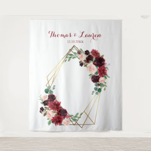 Floral Burgundy & blush wedding Tapestry