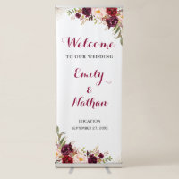 Floral Burgundy Confetti Wedding Welcome Sign