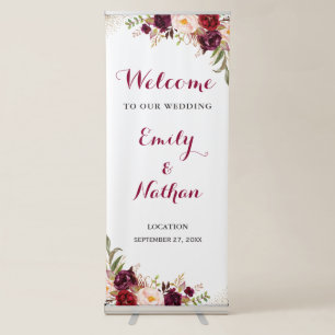 Floral Burgundy Confetti Wedding Welcome Sign