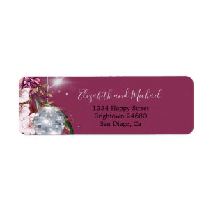Floral Burgundy Disco Ball Silver Elegant
