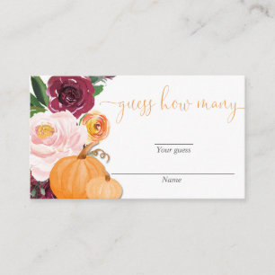 Floral burgundy fall pumpkins guess how many enclosure card