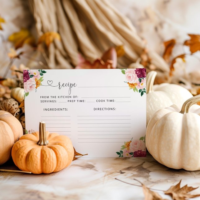 Floral burgundy fall recipe card (Creator Uploaded)