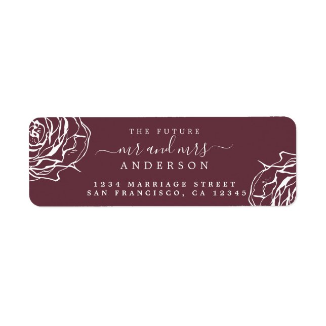Floral Burgundy Future Mrs Wedding Return Address (Front)