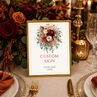 Floral Burgundy Gold Eucalyptus Autumn custom tabl