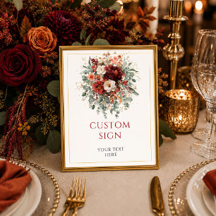 Floral Burgundy Gold Eucalyptus Autumn custom tabl Poster