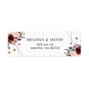 Floral Burgundy Gold Glitter Geometric Wedding