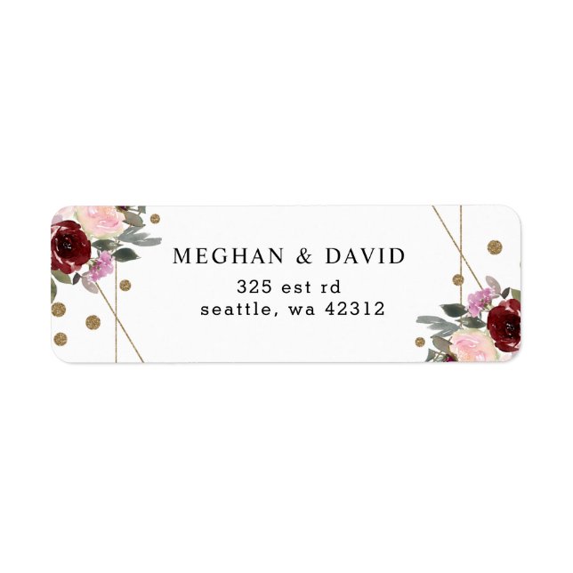 Floral Burgundy Gold Glitter Geometric Wedding (Front)