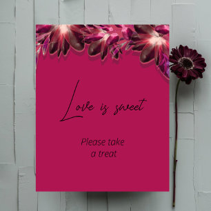 Floral Burgundy love is sweet bridal shower Poster
