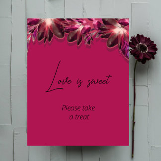 Floral Burgundy love is sweet bridal shower Poster