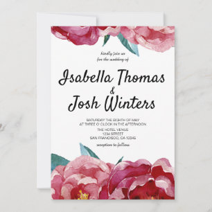 Floral Burgundy Marsala Peony Wedding Invitation