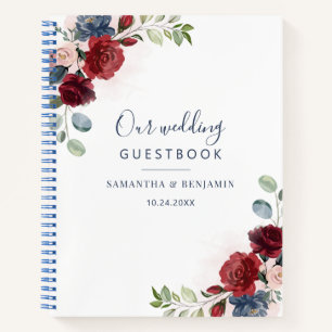 Floral Burgundy Modern Fall Wedding Guest Book