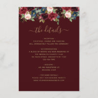 Floral Burgundy Navy Blue Red Jewel Tone Wedding
