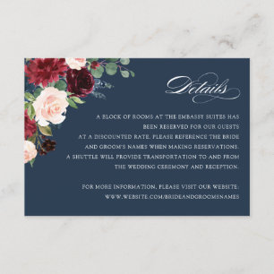 Floral Burgundy Navy Elegant Blush Details Card