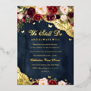 Floral Burgundy Navy Gold Lace Vow Renewal