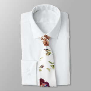 Floral-Burgundy Necktie  Trendy Floral Wedding Tie