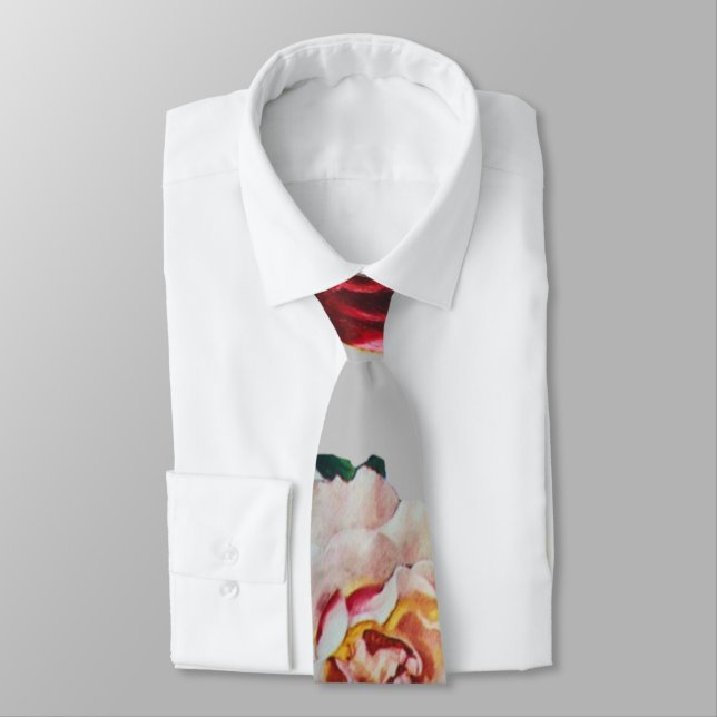Floral-Burgundy Necktie |Trendy Floral Wedding Tie (Tied)